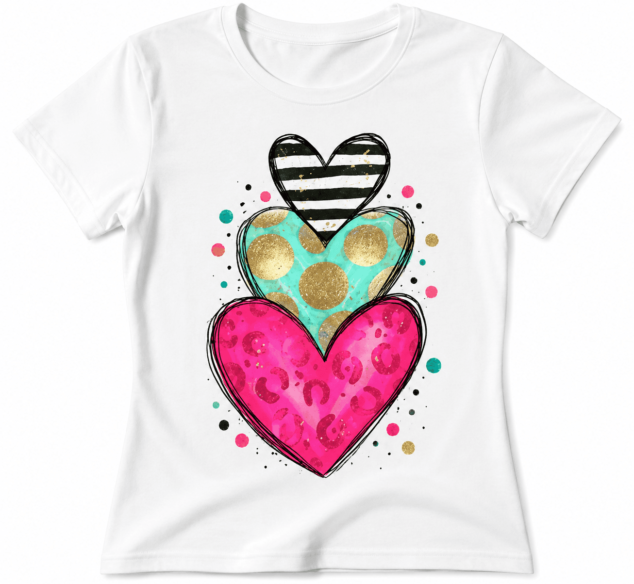 Triple Heart Stack Graphic Tee