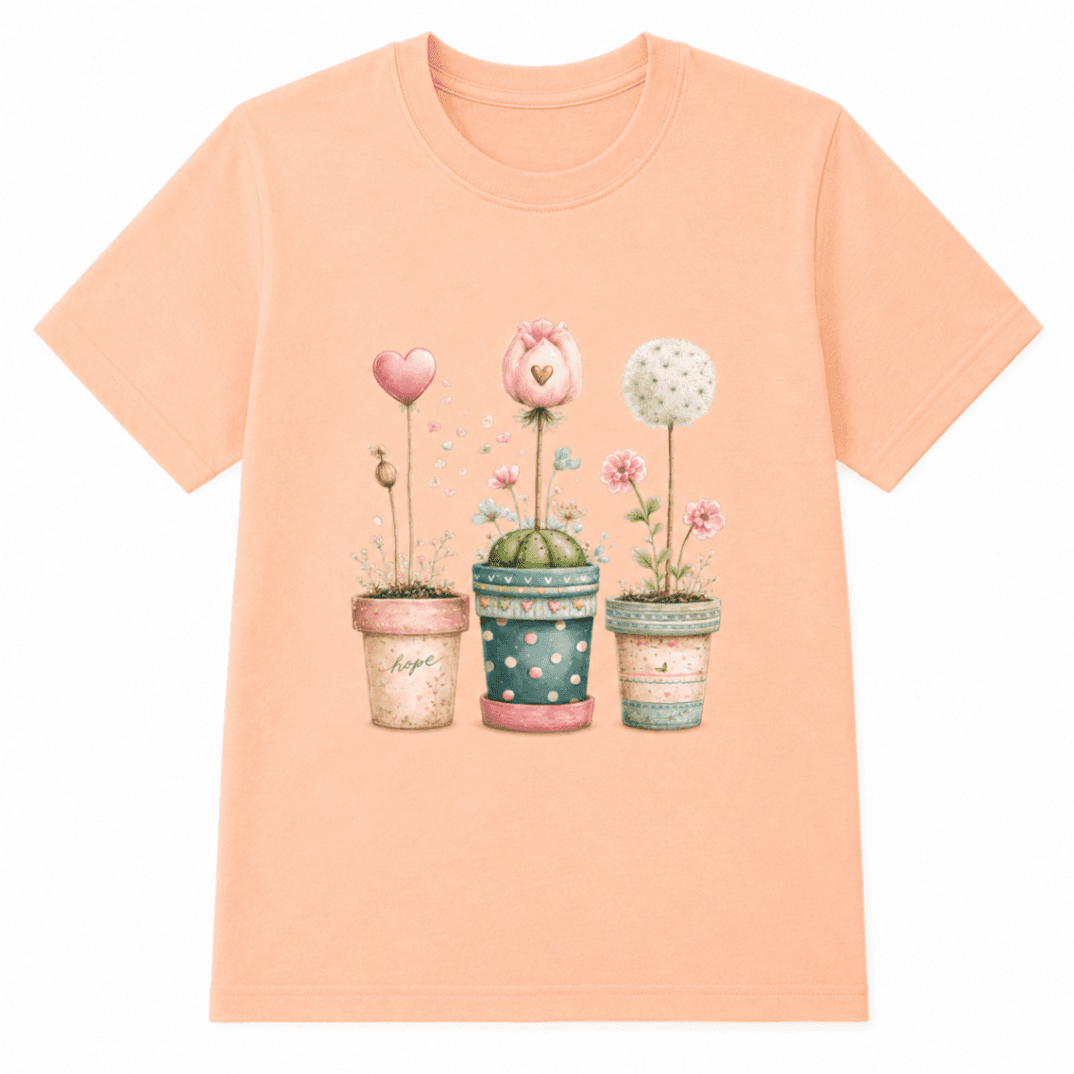 Whimsical Watercolour Flower Pots T-Shirt