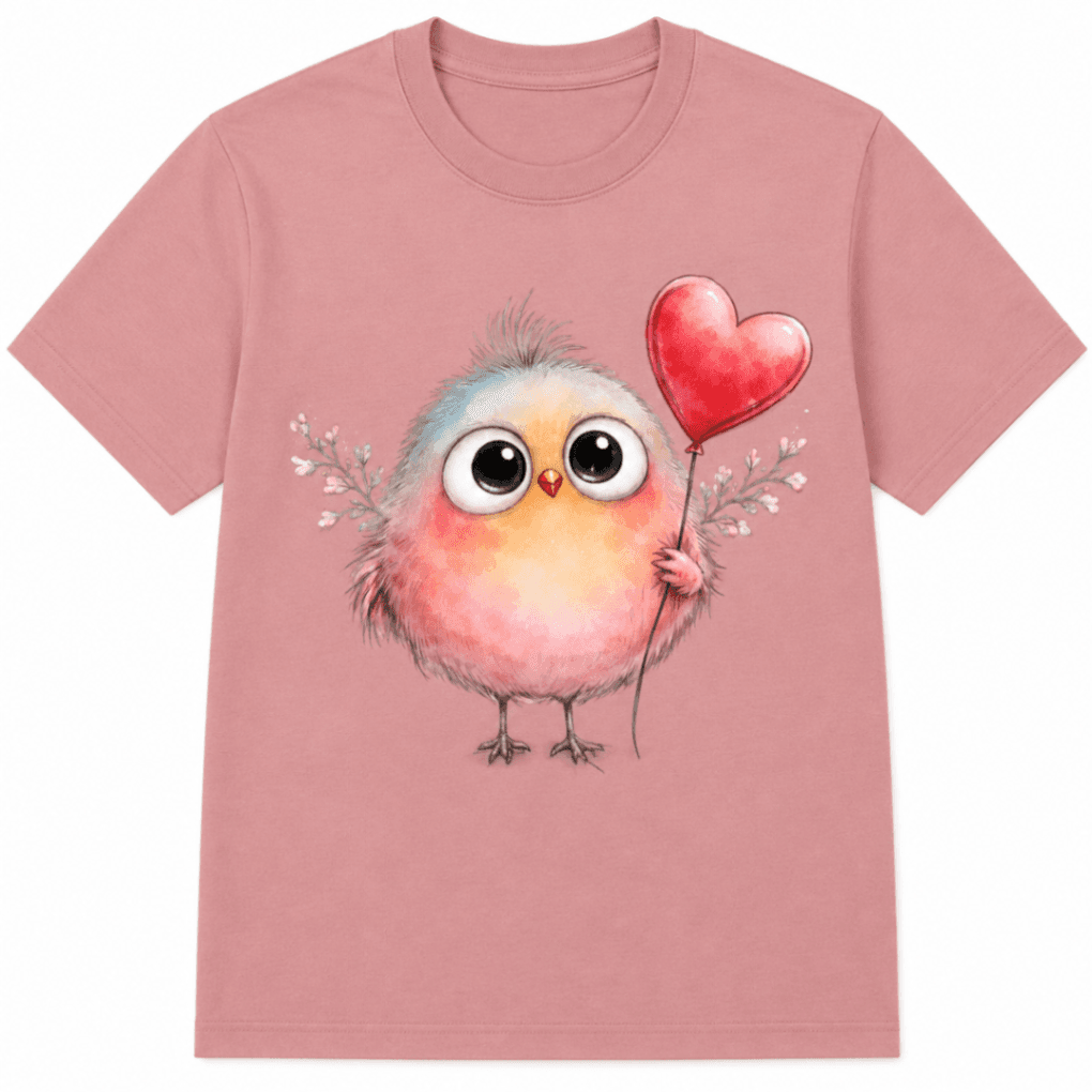 Kawaii Chick Heart Balloon T-Shirt