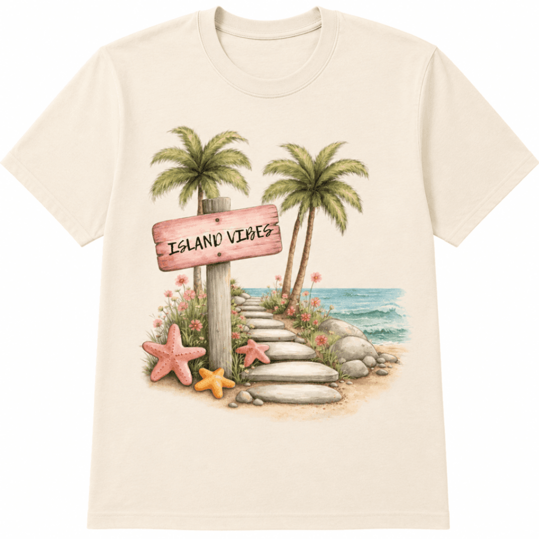 Island Vibes Watercolour Beach T-Shirt