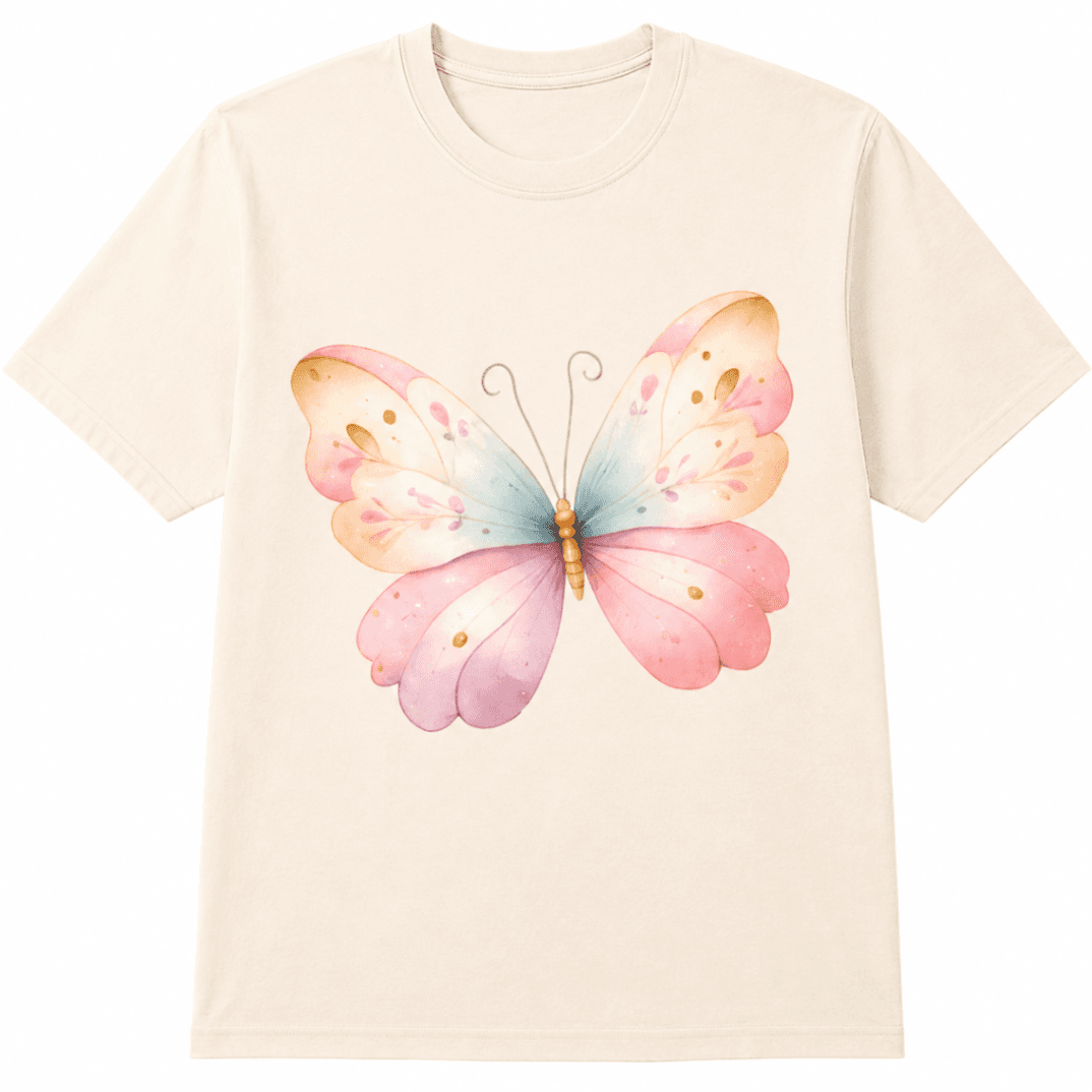 Cream Watercolour Butterfly T-Shirt