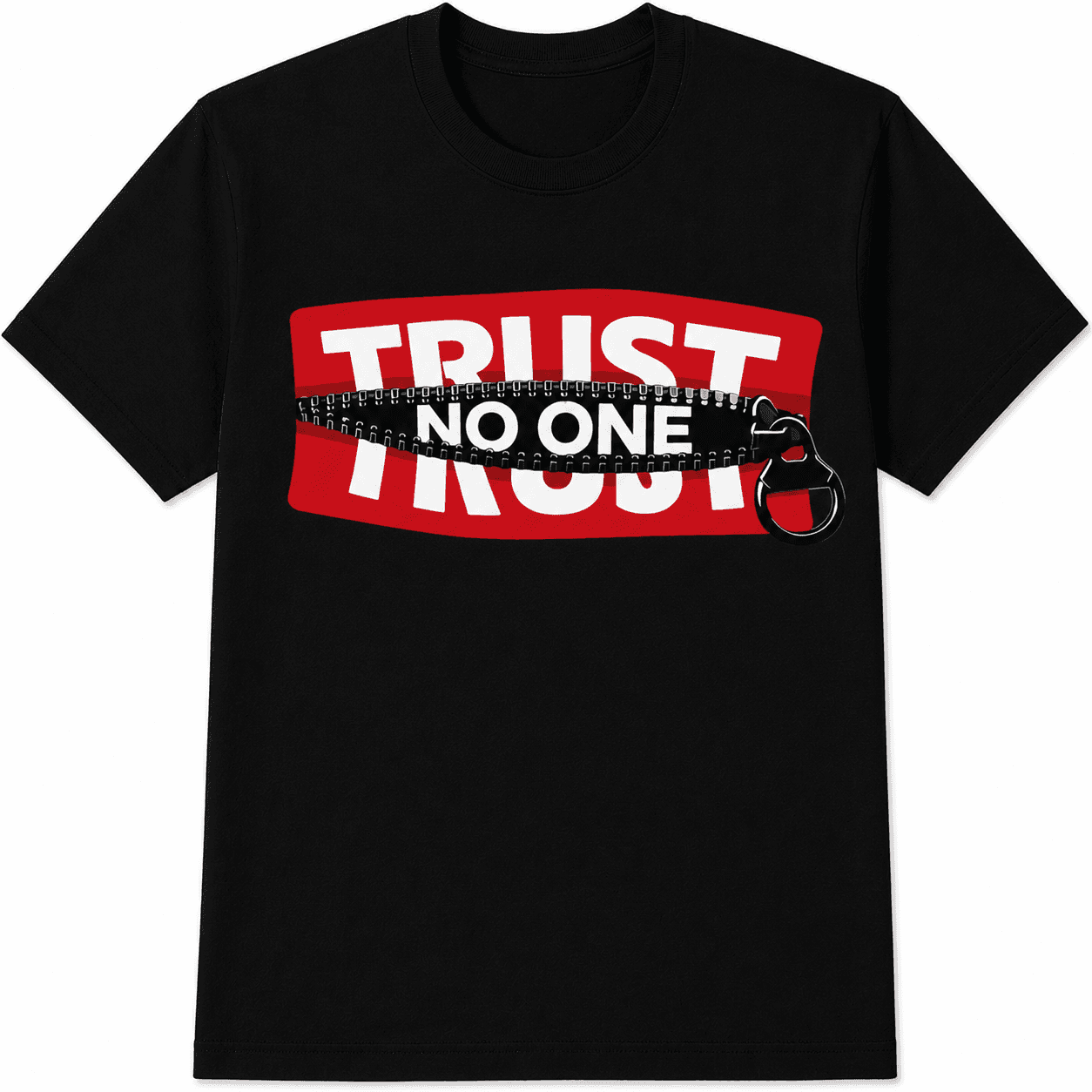 Trust No One Zipper Graphic T-Shirt