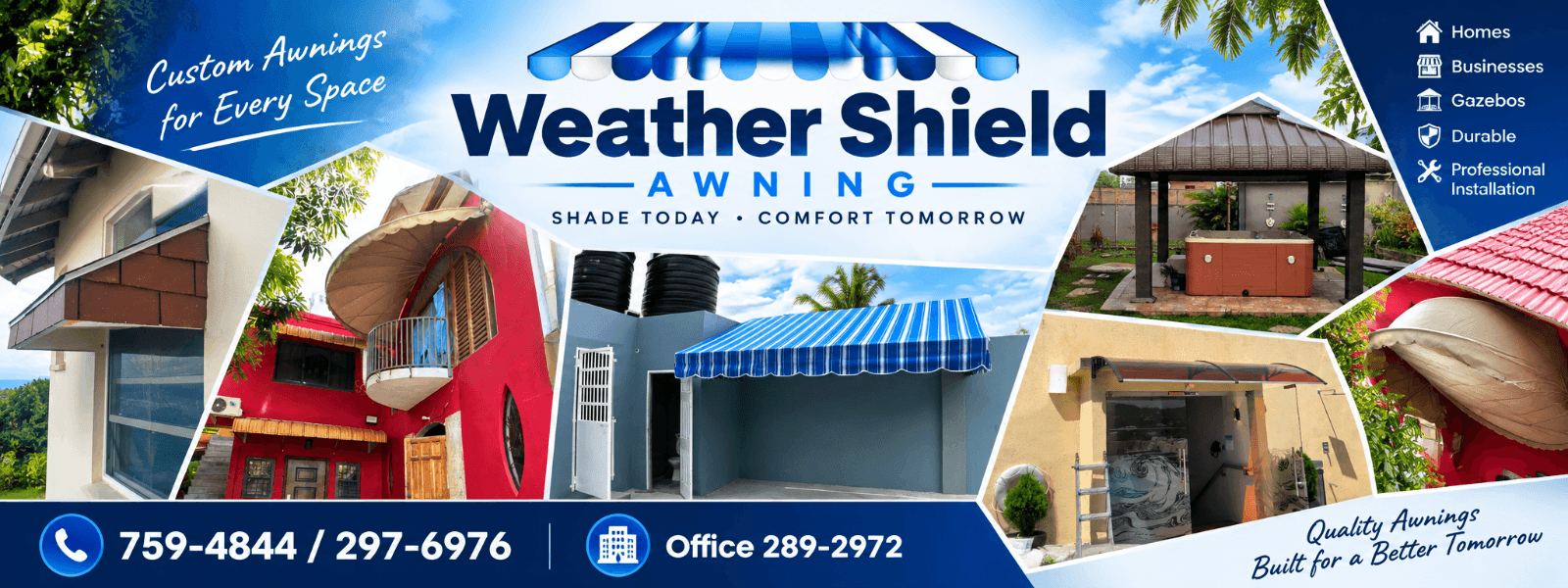 D WeatherShield Awnings store cover