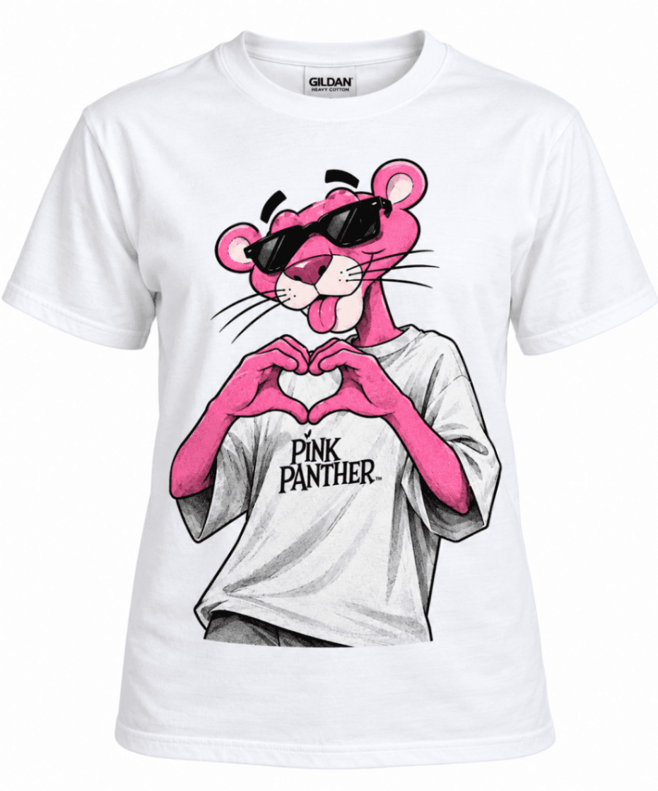 Pink Panther Heart Graphic T-Shirt